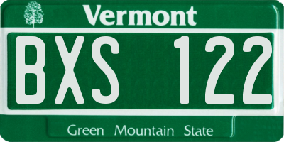 VT license plate BXS122