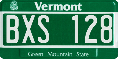 VT license plate BXS128