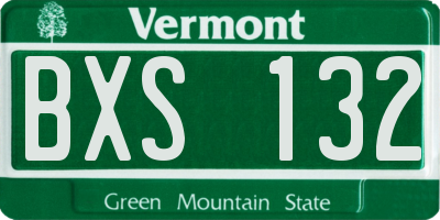 VT license plate BXS132