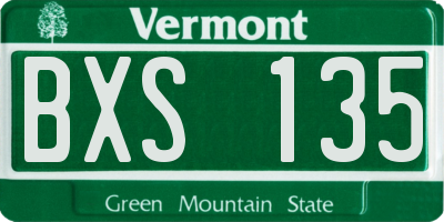 VT license plate BXS135
