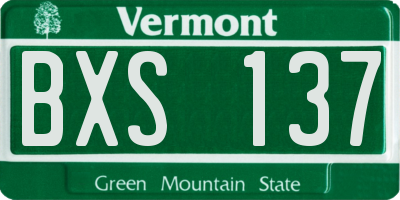 VT license plate BXS137