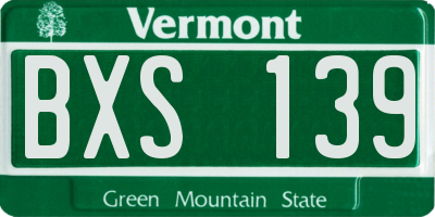 VT license plate BXS139