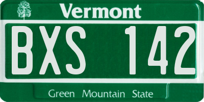 VT license plate BXS142