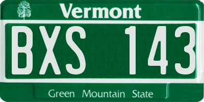 VT license plate BXS143