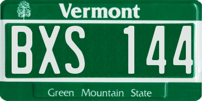 VT license plate BXS144