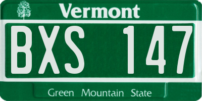 VT license plate BXS147