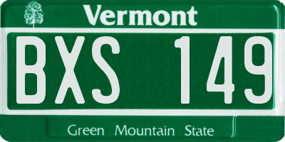 VT license plate BXS149