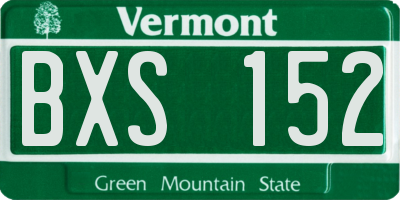 VT license plate BXS152