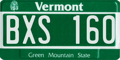 VT license plate BXS160