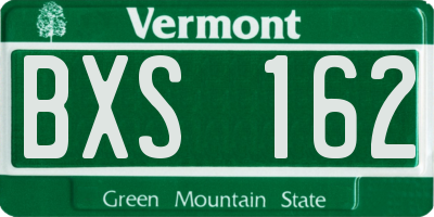 VT license plate BXS162