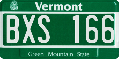 VT license plate BXS166