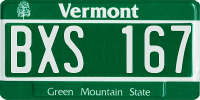 VT license plate BXS167