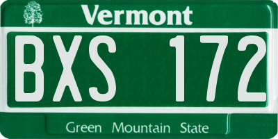 VT license plate BXS172
