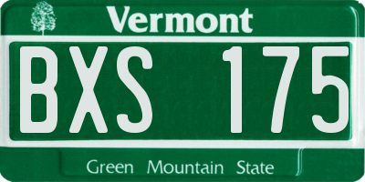 VT license plate BXS175