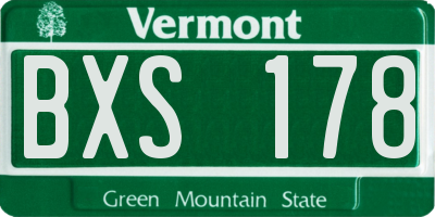 VT license plate BXS178