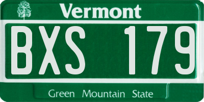 VT license plate BXS179