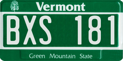 VT license plate BXS181