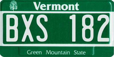 VT license plate BXS182