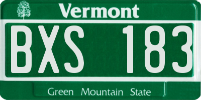 VT license plate BXS183