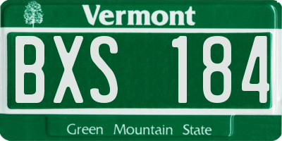 VT license plate BXS184