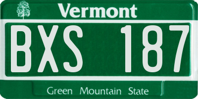 VT license plate BXS187