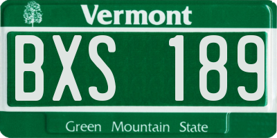 VT license plate BXS189