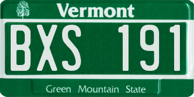 VT license plate BXS191