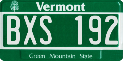 VT license plate BXS192