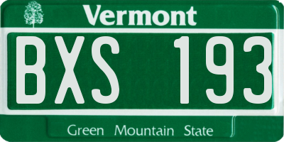 VT license plate BXS193