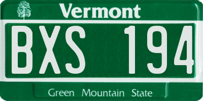 VT license plate BXS194