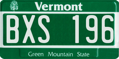 VT license plate BXS196
