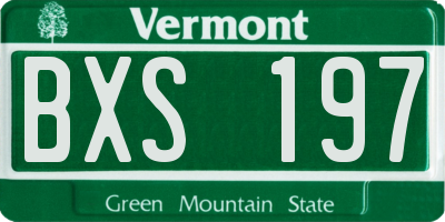 VT license plate BXS197