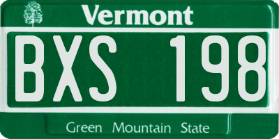 VT license plate BXS198