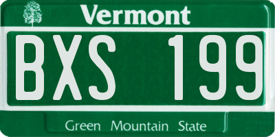 VT license plate BXS199