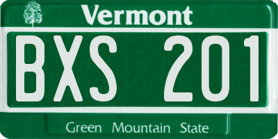 VT license plate BXS201