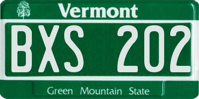 VT license plate BXS202