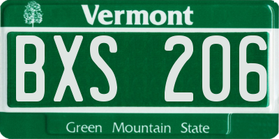 VT license plate BXS206