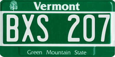 VT license plate BXS207