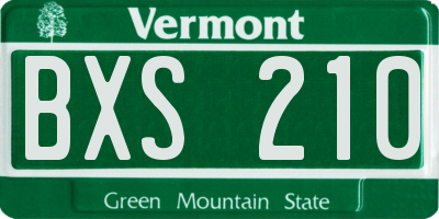 VT license plate BXS210
