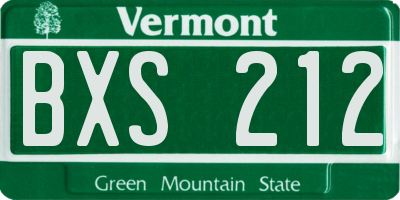 VT license plate BXS212