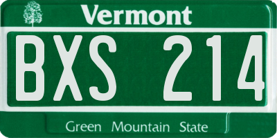 VT license plate BXS214