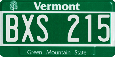 VT license plate BXS215