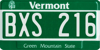 VT license plate BXS216