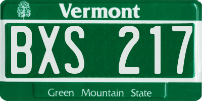 VT license plate BXS217