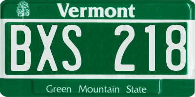 VT license plate BXS218