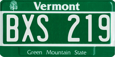VT license plate BXS219