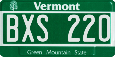 VT license plate BXS220