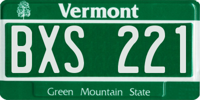 VT license plate BXS221