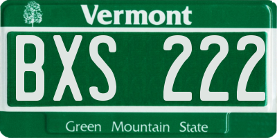 VT license plate BXS222