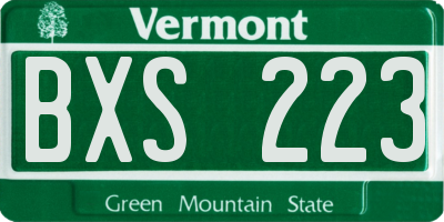 VT license plate BXS223